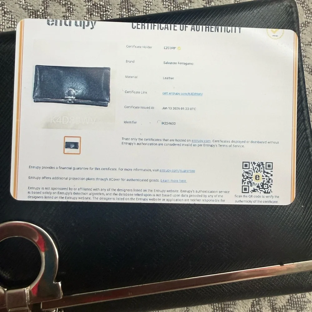 Authentic Salvatore Ferragamo Gancini Saffiano Continental Wallet + COA